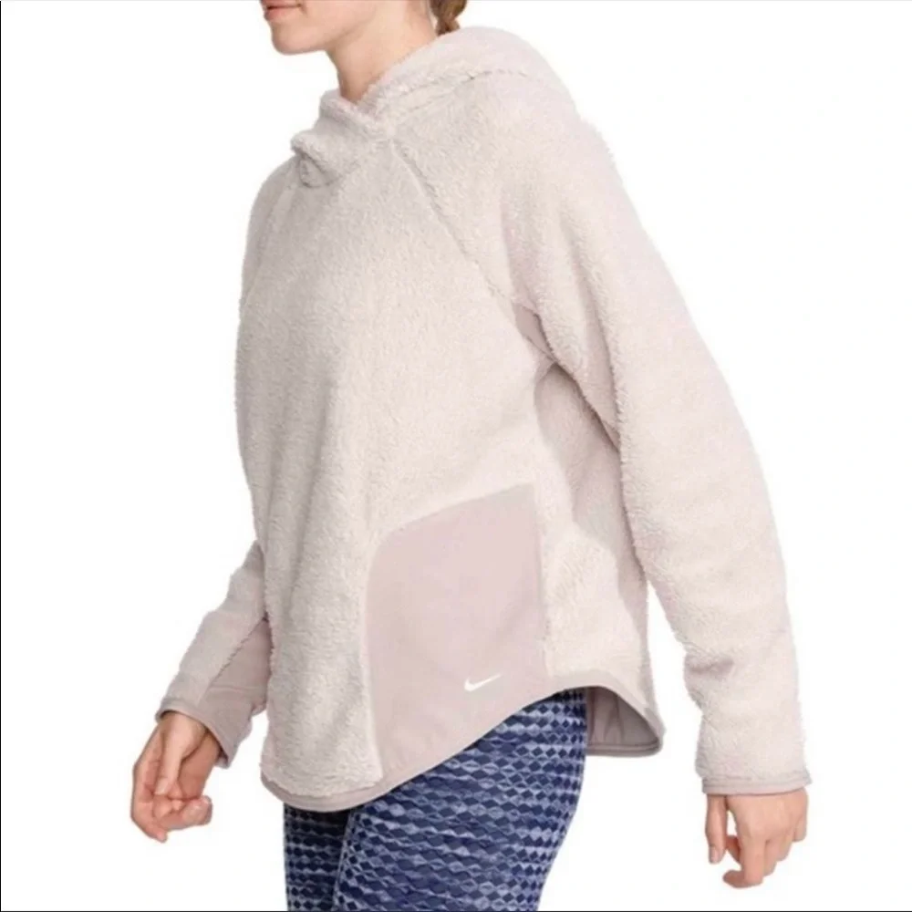 Nike Sherpa Therma Fleece‎ Pullover Hoodie Size Small Women